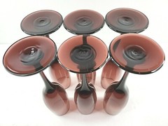 6 Libbey Premiere Brandywine Amethyst Fluted Champagne Glasses Set 8.75″ Elegant