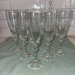 5 Vintage “Contour» – Schott-Zwiesel Fluted Cut Crystal Champagne Glasses Flutes