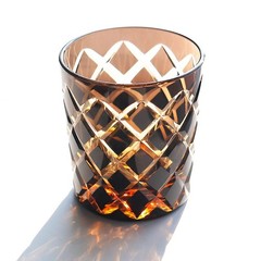 Black Hand Cut To Stripes Whiskey Glasses Edo Kiriko Crystal Glass Tumbler 9oz