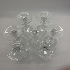 Set of 7 Vintage Cristal D’Arques-Durand Longchamp Crystal Wine Glasses 6.5” H