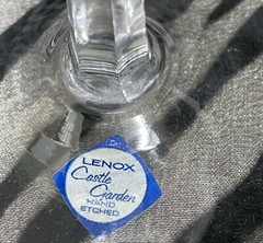 1 Lenox CASTLE GARDEN Clear Crystal Floral Etched, Optic, Water Goblets 1975