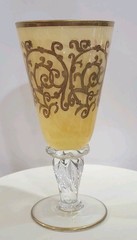 Arte Italica AI23 Yellow Alabaster 24K Gold Encrusted Goblets Italy Set of 3