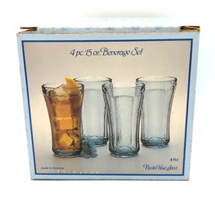 Indiana Glass Recollection Blue 15 oz Tumblers Drinking Glasses Set of 4