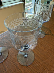 4 TIFFIN FRANCISCAN PURPLE BLUE Goblet Water Glass 6.75” TWILITE TWILIGHT