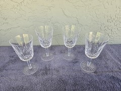 (4) Vintage Waterford Lismore Crystal 6 7/8″ Water / Wine Glasses ~ Old Mark ~