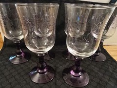 6 Stephen Smyers Neodymium Studio Art Glass Goblets Glasses Amethyst Alexandrite