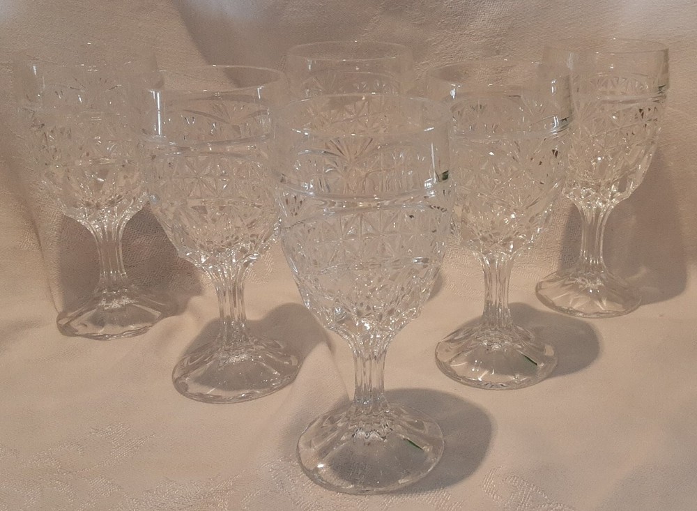 Crystal D’Adriana Luna Set Of 6 Clear Wine Water Glass Goblet Stemware 5.75″