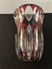 Red Overlay Crystal Vase From Saint Louis H: 23Cm