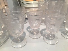 Vintage Heisey Zodiac Glass Sets Stem 1590 (3) Claret Wine (3) Juice Set of 6