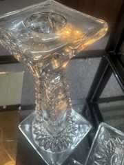 Antique Edwardian Fry (H.C.) Glass Co. clear glass candleholders