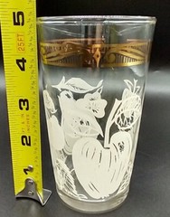Federal Glass White Fruit With Gold Trim Tumbler Mid Century Drinking Glass 10oz