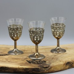 Vintage Leonard Silverplated Ornate Cordial/Liquor Glasses – Set of 3
