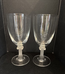 Set of 2 Mikasa Parthenon Frost Iced Tea Wine Glasses 7 3/8″ Frosted Column Stem