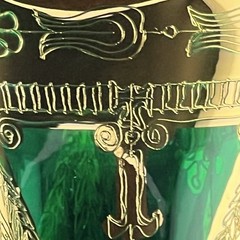 Set of 6 Mouth Blown Arte Italica Medici 24-K Gold/Green Champagne Flutes *READ*
