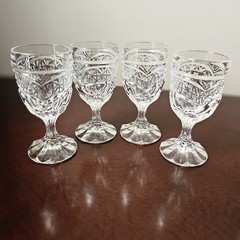 4 Vintage Crystal Cordial Shot Glasses Crystal d’Adriana Luna Pattern 3.5″
