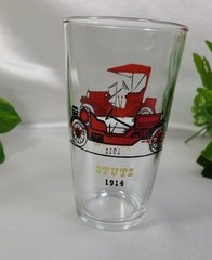 Hazel Atlas Antique Car Tumblers Set of 4 Vintage MCM Red Green Orange Blue