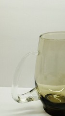 Vintage set Of 4 Libbey Tawny Smoke Brown W/Clear Handles 16 Oz Glass Beer Mugs