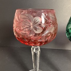 VTG Multicolored Cut To Clear Crystal Bohemian Hock Glasses Set/4