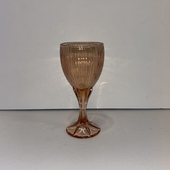 1 Fostoria Monet PINK PEACH Ribbed Footed Water Ice Tea Glass Goblet 7 3/8″