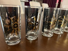 Set Of 6 Vintage Mid Century Helen Conroy Starburst Snowflake Highball Glasses