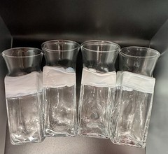 4 William Salas Studio Art Glass Highball Tumblers Signed Hand Blown MCM Bar