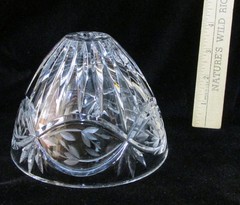 Crystal Glass Bowl Vase Cross Cut Etched Leaf Design Star Base 4″ Tall