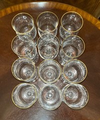 Set of 35 Lenox Crystal Glasses Intrigue Gold Trim 12 Wine 12 Water 11 Champaign