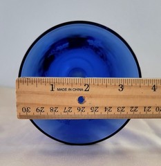Vintage Cobalt Blue Water Goblet Clear Stem Frosted Grape Leaf Design