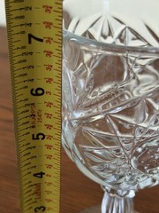 Star Burst Design Ribbed Stem Heavy Cut Glass 12 Ounce Wine Water Goblets 2-Set