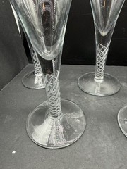 Reticello Latticino Stem Goblets Venetian Murano Style Hand Blown Art Glass Set