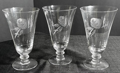 Fostoria Rose-Crystal Goblets-Deep Cut Grey Rose-6 Iced Tea, 6 Water, 6 Sherbet
