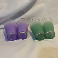 VTG Blendo Violet & Green Ombre Gold Trim 5″ Glasses Tumblers – Set of 4