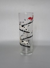 Libbey Glass Tumbler Tom Collins High Ball Fox Hunt Hound Dog Barware Vtg