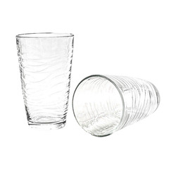 6 Vintage Libbey Orbita Cooler Glasses 18oz Clear Swirl Wavy Textured Tumblers