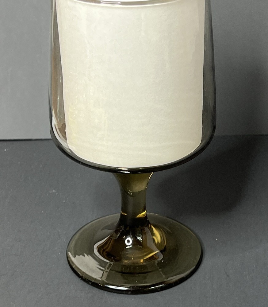 Libbey Bronze Harvest Gold Smoke Colored Pedestal Drinking Glass Vintage 1960-70