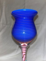 James Van Deurzen matching tulip goblets – Memphis Post Modern Artist Glass