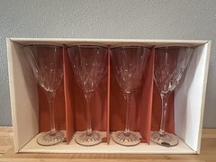 Set- 4 Cristal D’Arques France Cassandra Gold Water Goblets Crystal Glass w/ Box