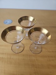 Low Sherbert Rambler Rose Clear Tiffin-Franciscan Look Alike Gold Trim