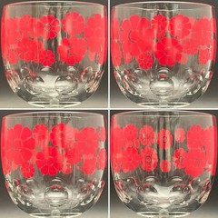 Bartlett Collins 6pc Pokee Peace•Keep On Truckin•Happy Face Goblets c1970s USA