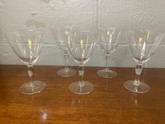 5 Vintage 1960’s West Virginia Glass Specialty Clear 6.25″ Wine Water Glass