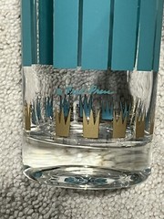 Retro Fred Press Signed Highball Glasses Green and Gold Vintage Used