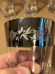 Mid Century Dorothy Thorpe Silver Faded Wide Band Whiskey Glasses Set Of 4