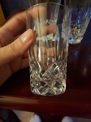 Set (4) Juice Tumblers 3-3/4″ Glasses Irish Signed Galway Crystal «Clifden Cut»