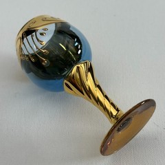 Venetian Murano Art Glass Cordial Glass Teal 24K Gold Vintage