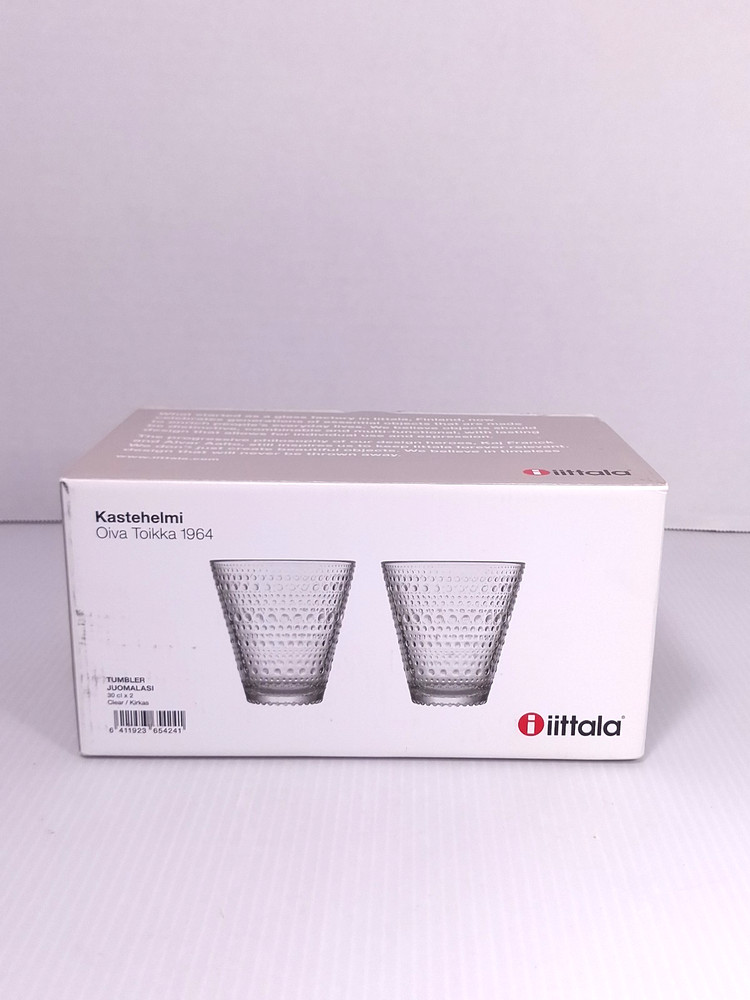 2x iittala Kastehelmi Oiva Toikka Clear Glass Tumbler Glasses 8 Oz