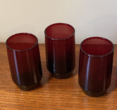8 Pc Anchor Hocking Royal Ruby Red Glasses = 2 Tumbler, 5 Juice + Votive Holder