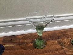 pair Fire and Light Martini Glass Celery 6″ – Signed AND MONOGRAMED «B»