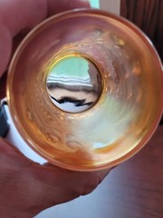 Pretty Marigold Fenton Carnival Glass Strawberry Scroll Pattern Tumbler