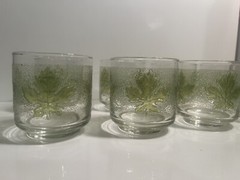 Vintage Libbey Green Oak Leaf Juice Glasses – set of 8
