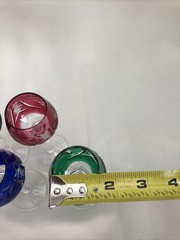 5 Lausitzer Crystal Cut To Clear Multicolor Grape Vine Hock Wine Glasses 5 1/4”